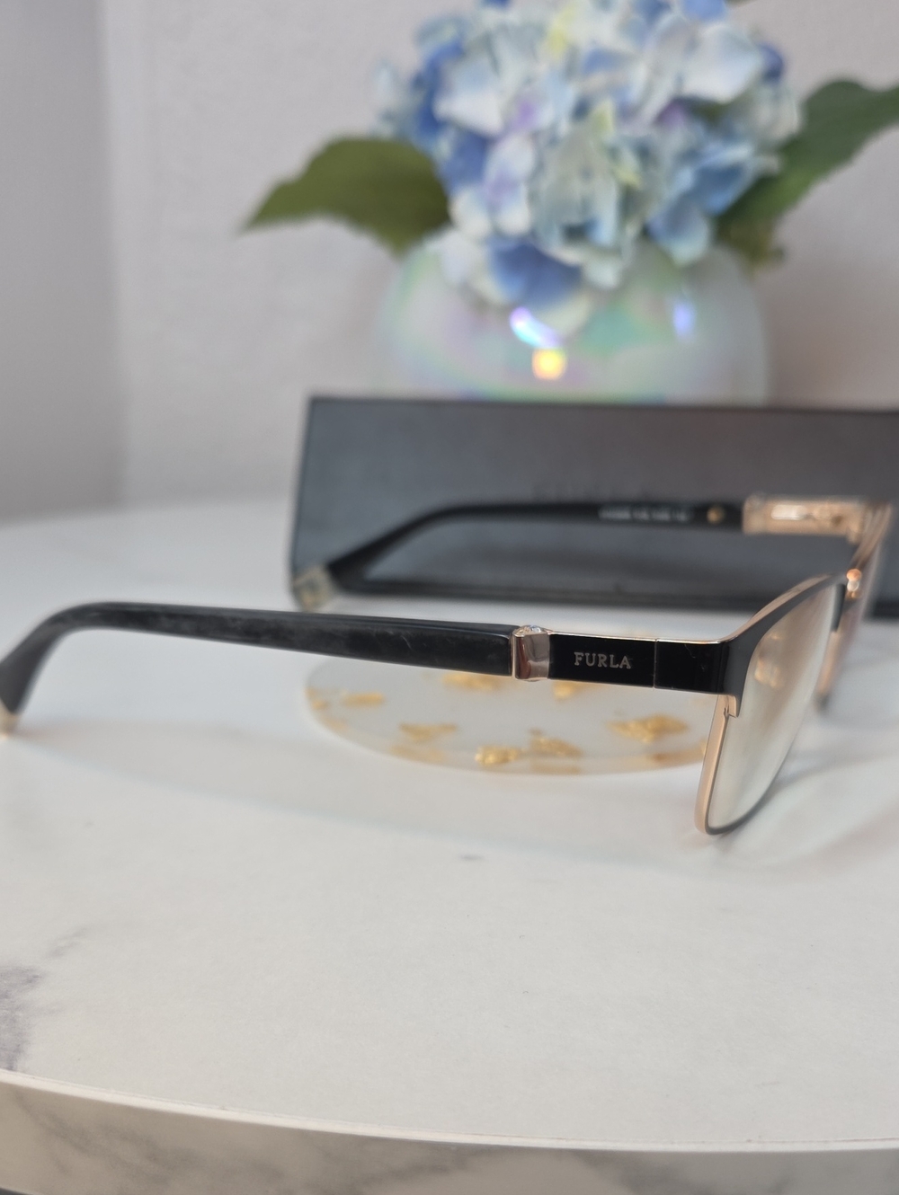 Furla VFU280K Glasses Frames Black Gold Half-Rim 53-15-135 With Case Set